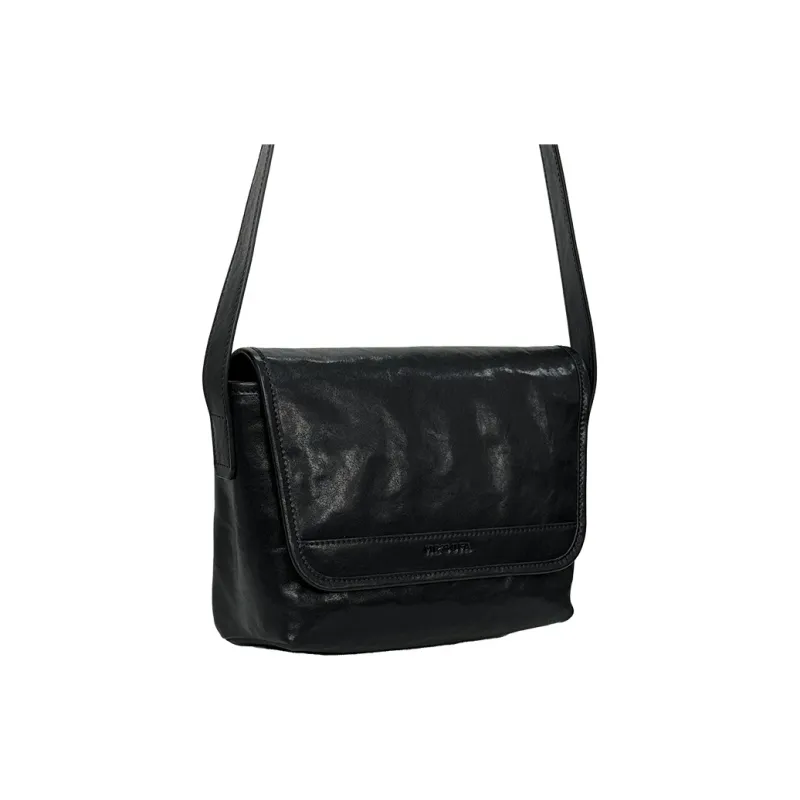 MR'GUFA Vegetable Tanned Cow Leather Shoulder Bag Crossbody Bag Men's Black & Brown/Classic Black-7