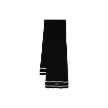 BALMAIN Striped Ribbed Knit Scarf
