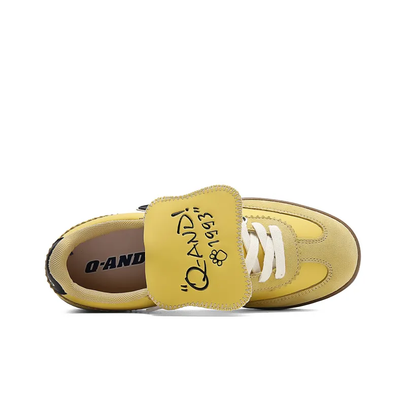 Q AND Anti Slip Wear Resistant Lightweight Breathable Low Top Skateboard Shoes Unisex Yellow-4