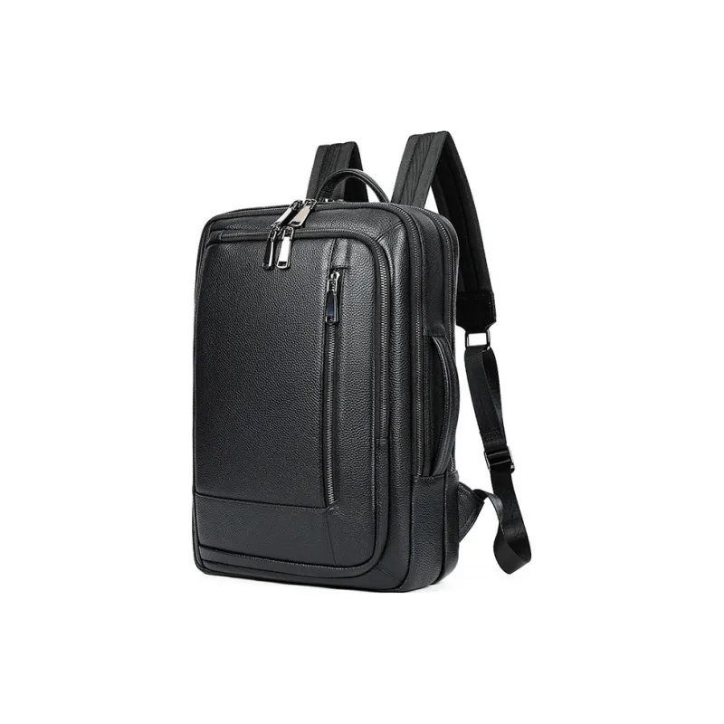 DOSRFINI Top Grain Cow Leather Advanced Sensory Backpack Men's Black-1