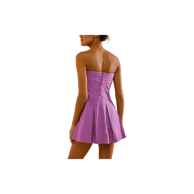 FREE PEOPLE Made Me Smile Mini Sleeveless Dress Women's Crushed Violet-1