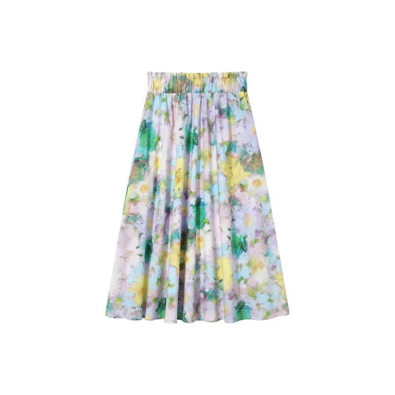 Ouyang Casual Long Skirts Women's Oil Paint Color-1