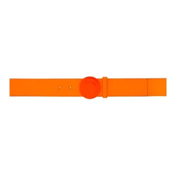 VERSACE Emblem Smooth Buckle Design Calfskin Leather Belts Men's Orange