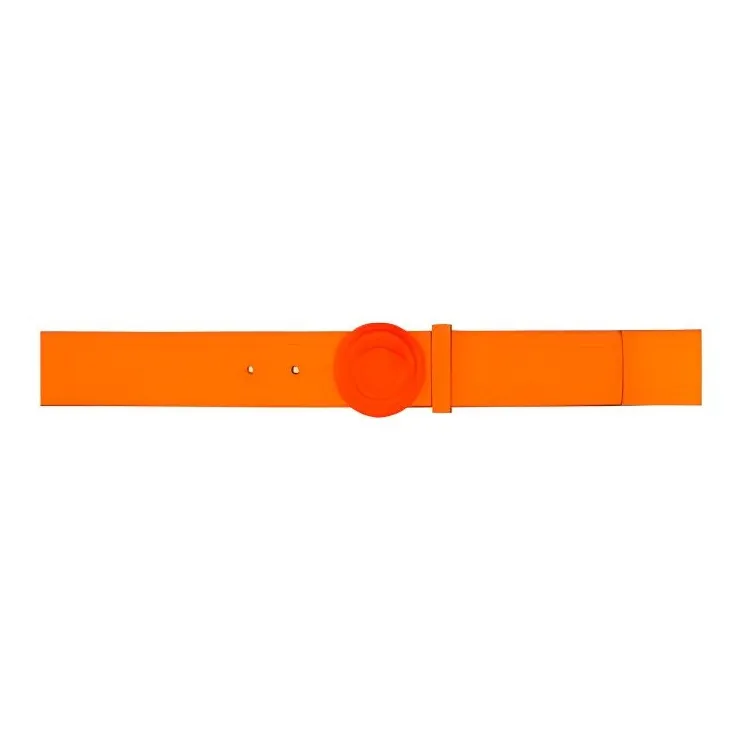 VERSACE Emblem Smooth Buckle Design Calfskin Leather Belts Men's Orange-0