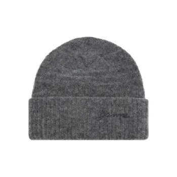 GANNI Logo embroidered Knitted Beanie
