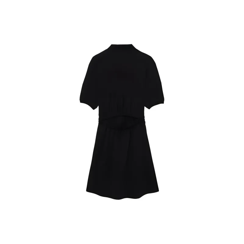 Mini Cream Short-Sleeved Dresses Women's Black-1