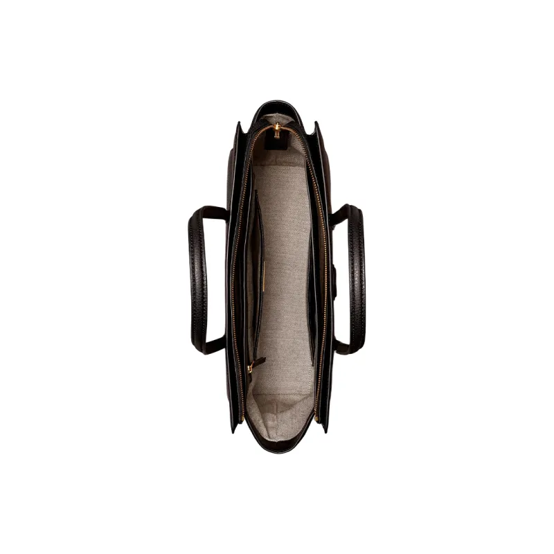 TORY BURCH Robinson Leather Tote Bag, Shopping Bag, Shoulder Bag, Handbag Tubas Women's Black-2