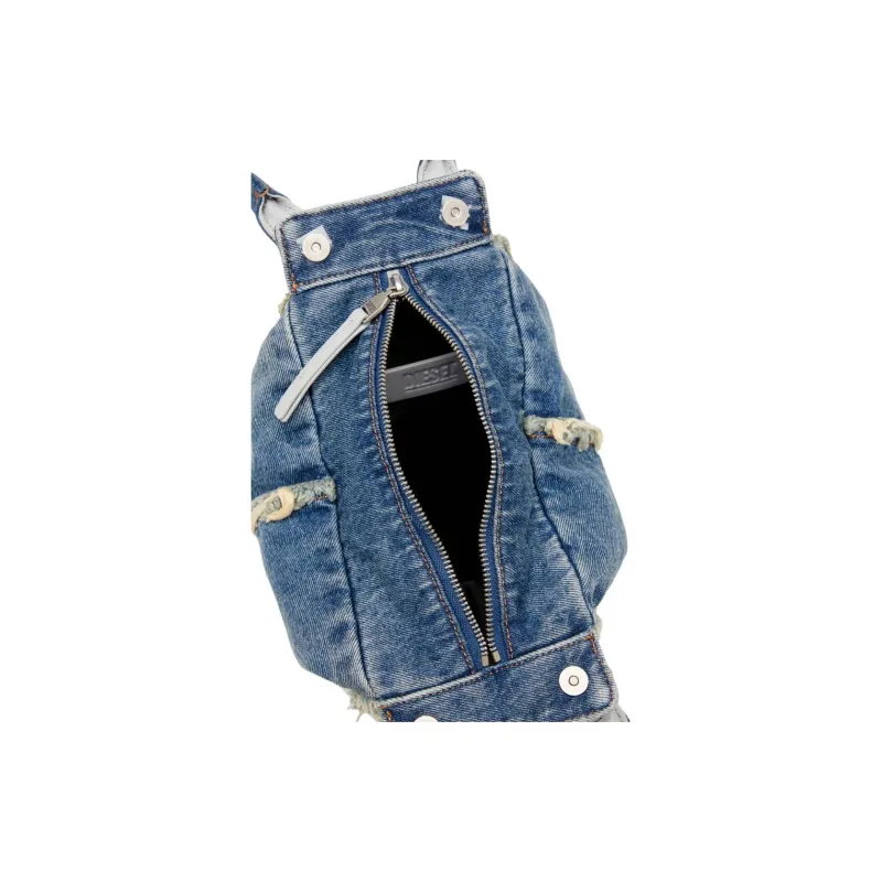 DIESEL D Vina XS Logo Charm Denim Shoulder Bag-4