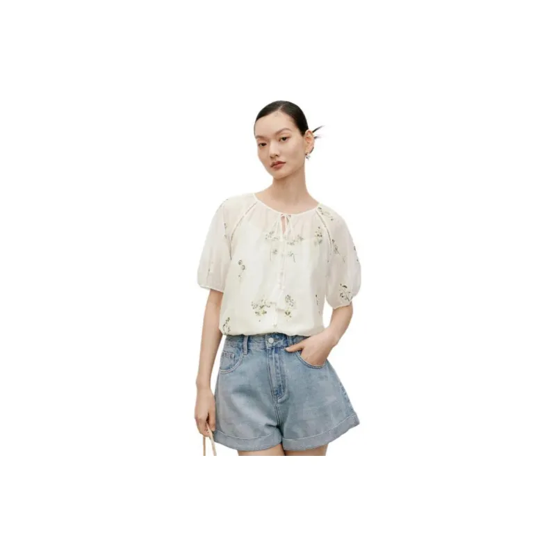 Hopeshow Shirt Women's Green Floral-1