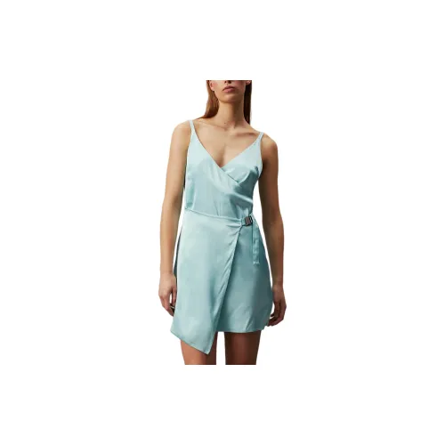 Calvin Klein Slip Dresses Women's Light Green Turquoise Stone Color