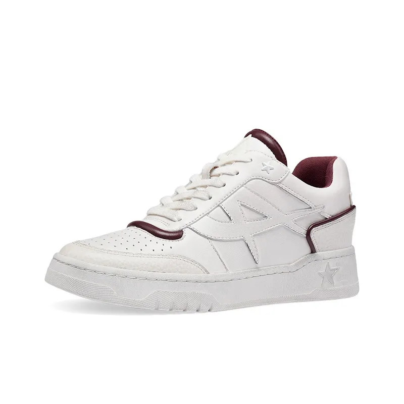 ASH BLAKE Collection Wear Resistant Low Top Skateboard Shoes Women's White Red-1