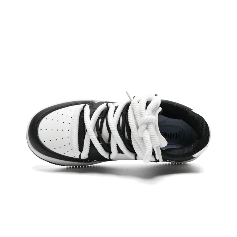 Circle Small Coverage Slip Resistant Waterproof Lightweight Low Top Skateboard Shoes Unisex White Black-13