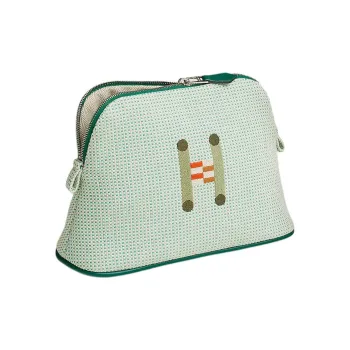 HERMES Bolide Cotton Storage Bag Mini Women's Cloud White & Mint Green