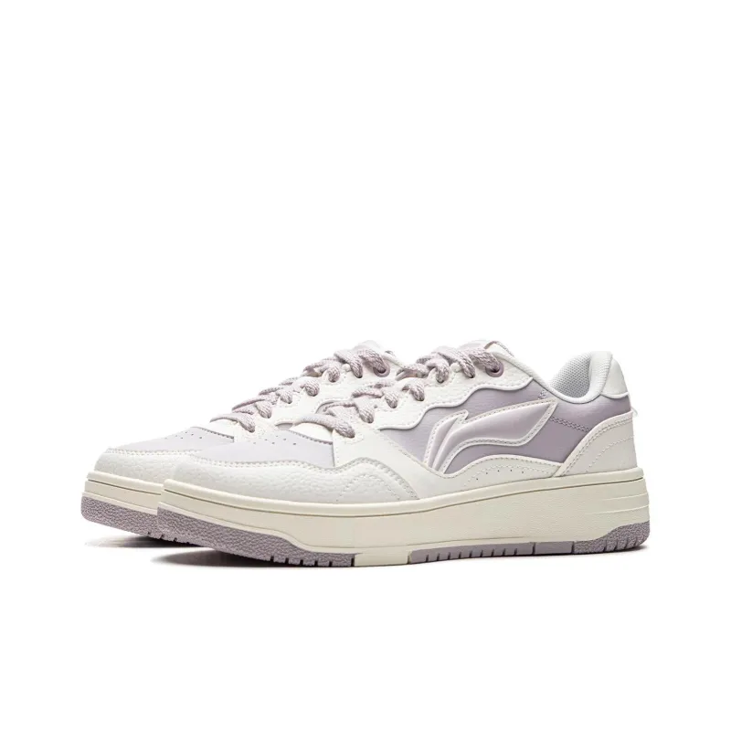 LiNing Tianji Soft Slip Resistant Cushioning Abrasion Resistant Low Top Skateboard Shoes Women's White Purple-2