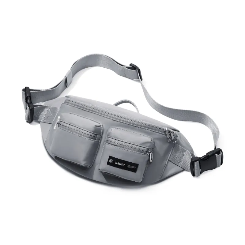 Werocker Nylon Fanny Pack Regular Unisex Classic Black Ecru Mint Green Gray Brown Royal Blue Army Green Gray-38
