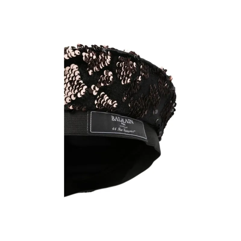 BALMAIN Sequinned Velvet Beret-2