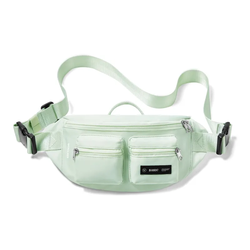 Werocker Nylon Fanny Pack Regular Unisex Classic Black Ecru Mint Green Gray Brown Royal Blue Army Green Gray-12