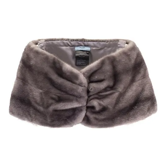 PRADA Water Mink Leather Shawls Women's Gray-0