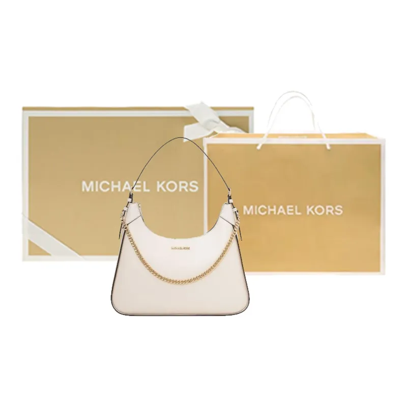 MICHAEL KORS Wilma Leather Handbag, Shoulder Bag Large Size Women's Milk White-6