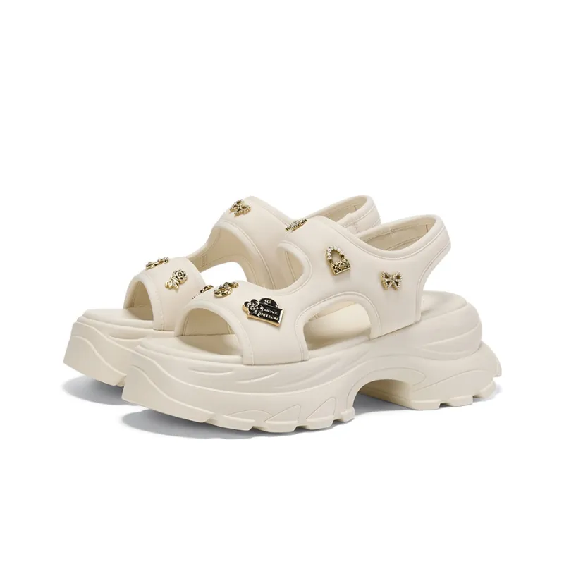 GG CC Casual Shoes Rhinestone Platform Sports Chunky Sandal Women's-8