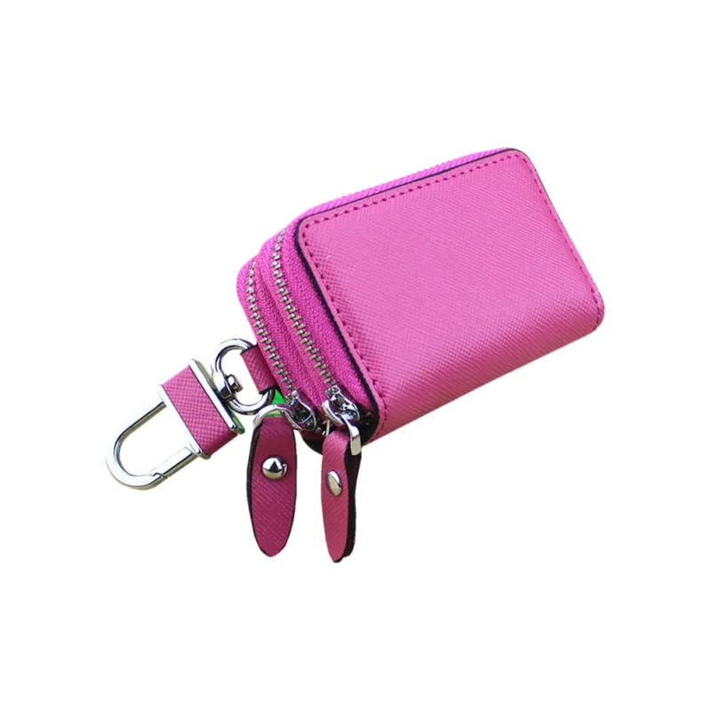 OUZIHUANG Cow Leather Key Pouch Small Size Unisex _Nsec White/Red/Blue/Pink/Rose Red-9