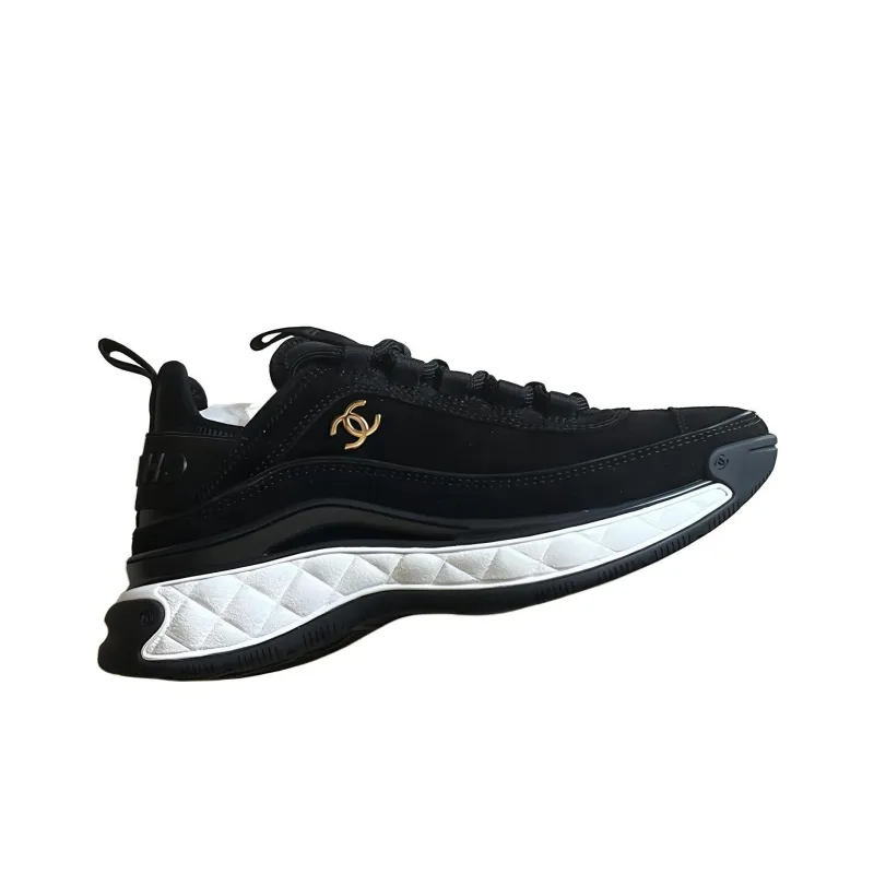 CHANEL Wear Resistant Low Top Casual Shoes Women's Black-3