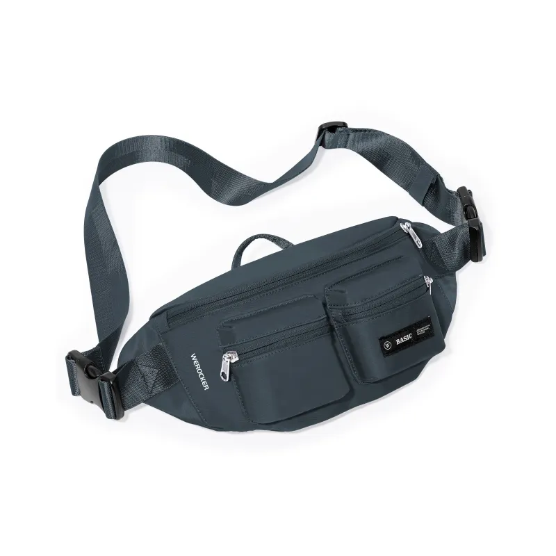 Werocker Nylon Fanny Pack Regular Unisex Classic Black Ecru Mint Green Gray Brown Royal Blue Army Green Gray-24