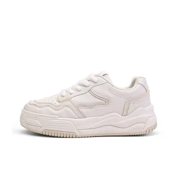 Warrior Small White Shoes Anti Slip Wear Resistant Lightweight Breathable Low Top Skateboard Shoes Women's Beige