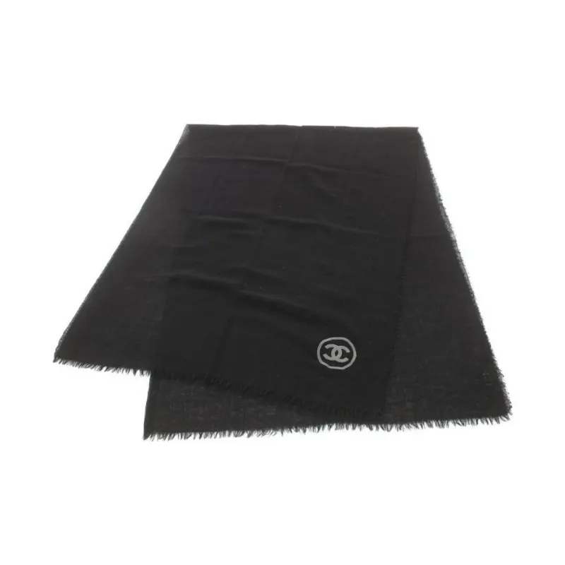 CHANEL Pre-Owned 1986-1988 Logo-printed Fine-knitted Shawl-0