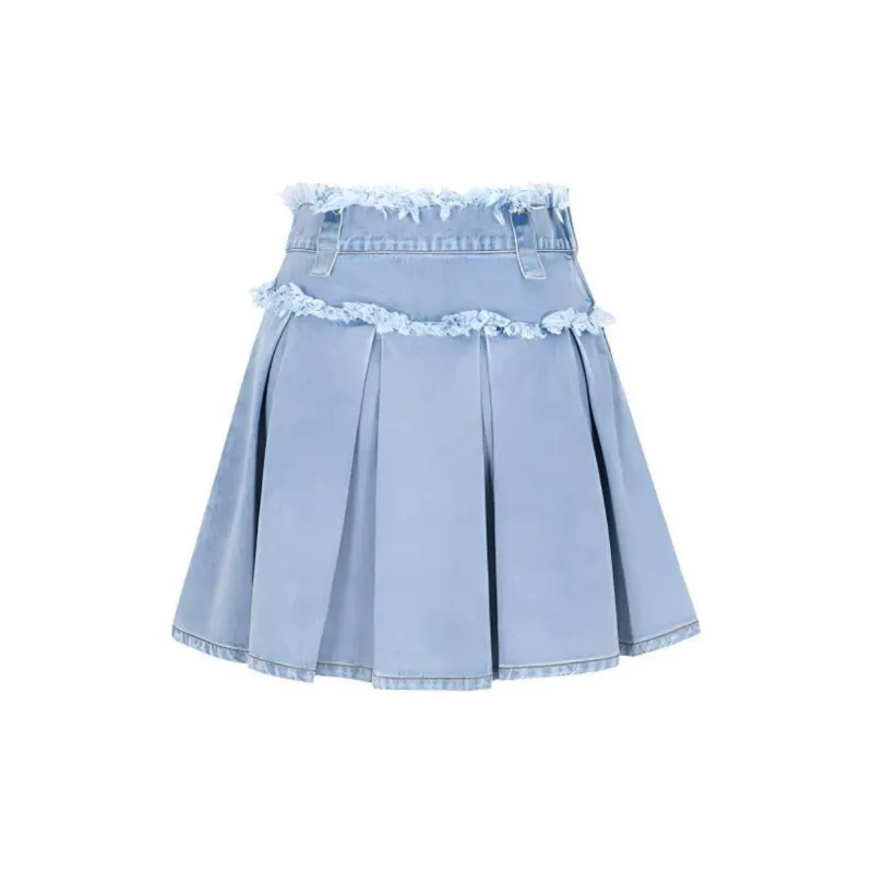 XANDRA Denim Short Skirts Women's Peacock Blue-1