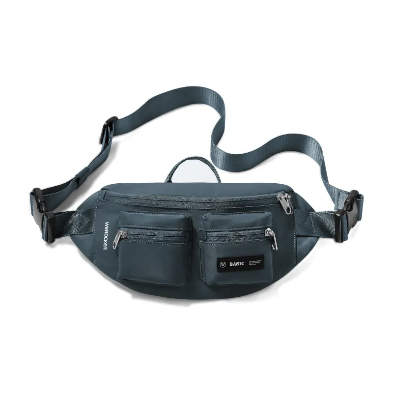 Werocker Nylon Fanny Pack Regular Unisex Classic Black Ecru Mint Green Gray Brown Royal Blue Army Green Gray-25