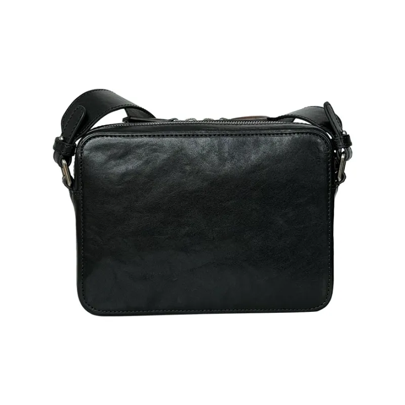 MR'GUFA Cow Leather Shoulder Bag Crossbody Bag Men's Black & Brown/Classic Black-2