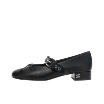 MIU MIU Chunky Heel Mary Jane Shoes Women's Black