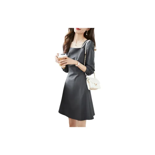 Mo Han Yi Mei Long-Sleeved Dresses Women's Gray