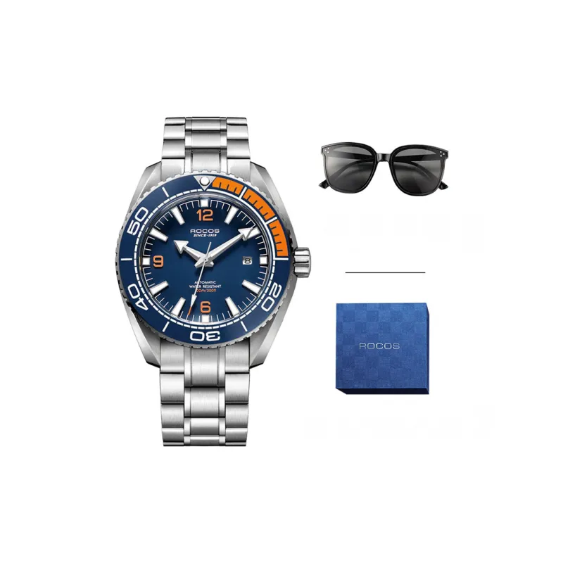ROCOS Wind Style Collection Automatic Mechanical Movement Silicone Strap Watch Men's Watches Silver Dial-22