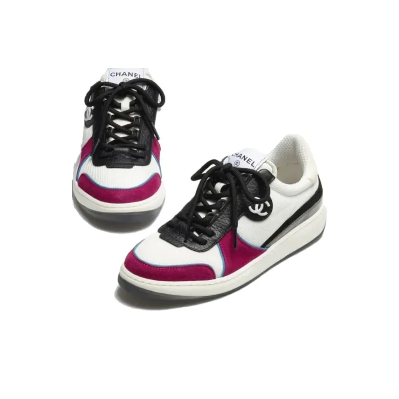 CHANEL Low Top Casual Shoes Women's White Pink-2