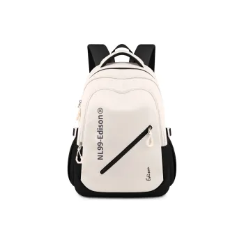 EDISON Repellent Oxford Cloth Campus Backpack Travel Medium Size Unisex Ecru & Black/Beige & Khaki/Ecru & Red
