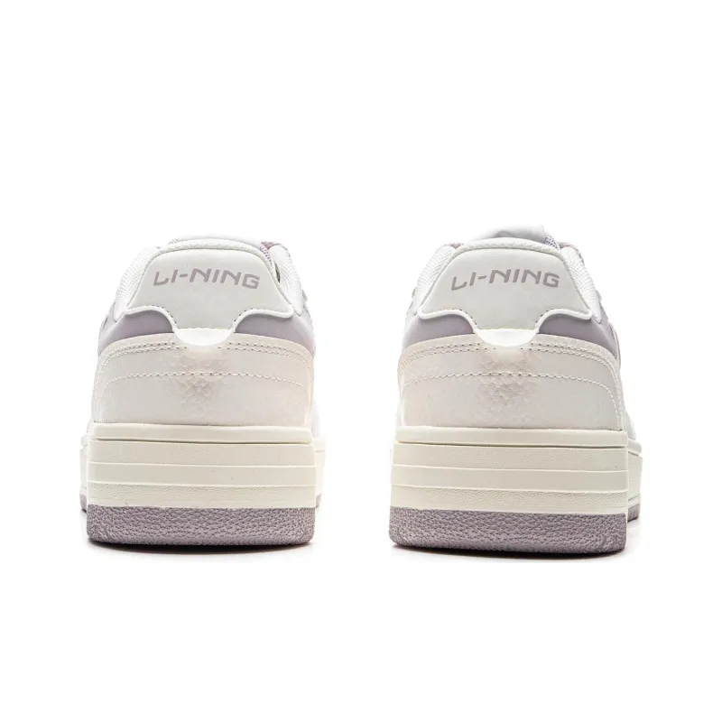 LiNing Tianji Soft Slip Resistant Cushioning Abrasion Resistant Low Top Skateboard Shoes Women's White Purple-4