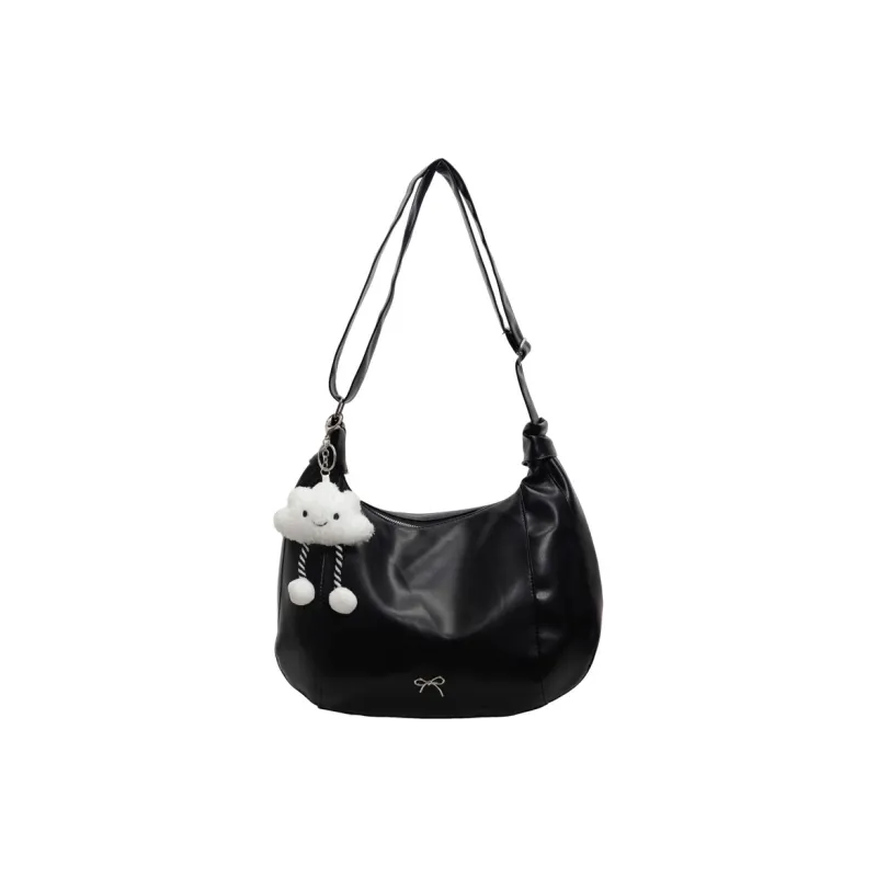 NATTY PU Shoulder Bag Large Size Women's Ecru/Silver/Black/Green-13