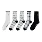 [5 Pack]White+White Floral+White Floral+White Plaid+Black