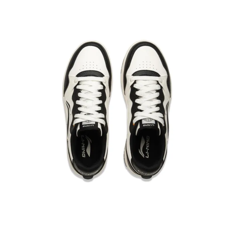 LiNing Tianji Soft Slip Resistant Cushioning Abrasion Resistant Low Top Skateboard Shoes Men's White Black-3