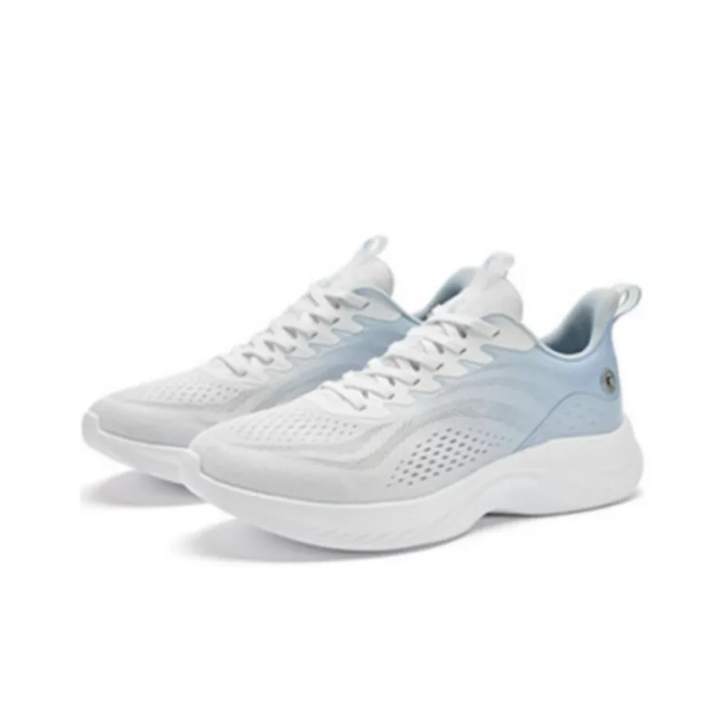 QIAODAN Cushioned Slip Resistant Low Top Sprint Running Shoes Men's White Blue-2