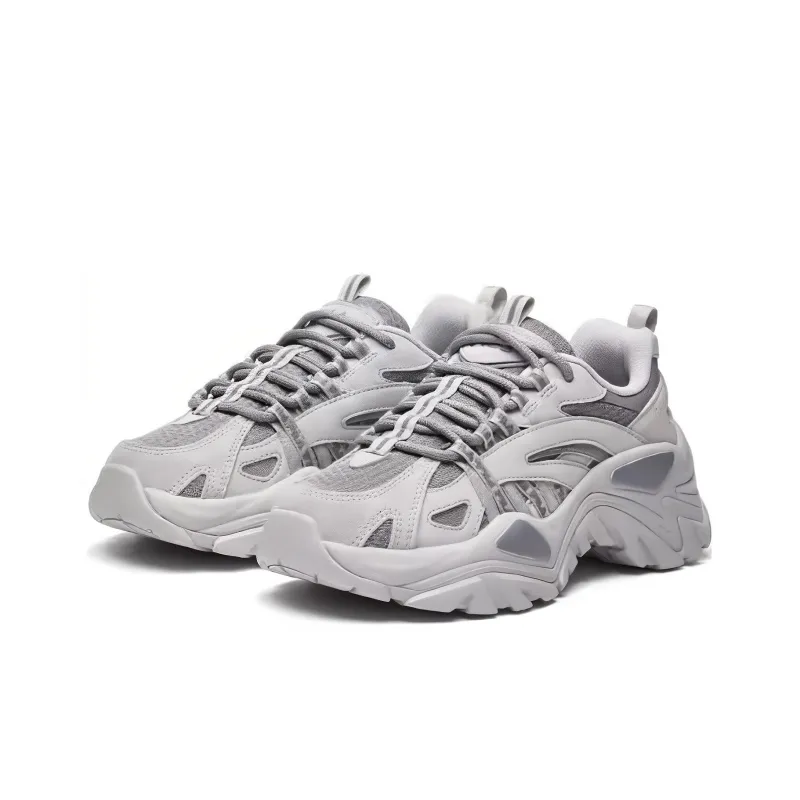 FILA Fishbone Breathable Coverage Moisture Wicking Low Top Chunky Sneakers Unisex Gray-2