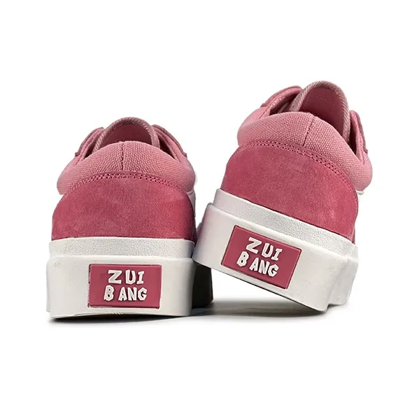 ZUIBANG Anti Slip And Wear Resistant Breathable Low Top Skateboard Shoes Women's Pink White-4
