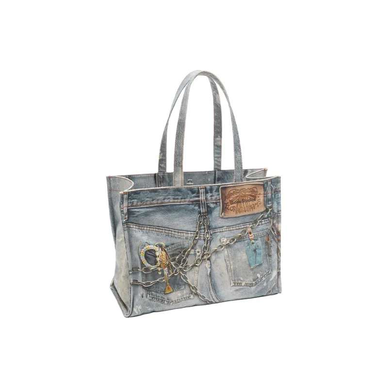 Acne Studios Cotton One Shoulder Handbag Unisex Medium Blue-1