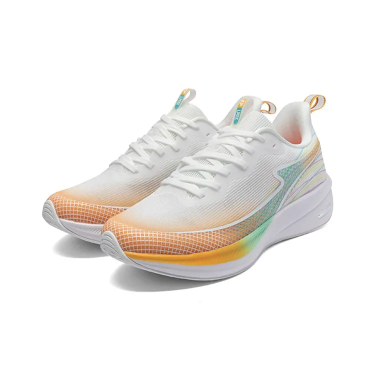 LPMX Cushioning Lightweight Slip Resistant Low Top Carbon Plate Running Shoes Unisex Beige Bright Nectarine-2