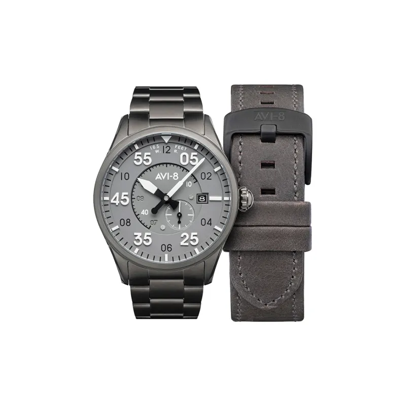 AVI-8 Spitfire Collection Wrist Watch Automatic Mechanical Movement Stainless Steel Strap Gray Dial Men's Watches Box-2