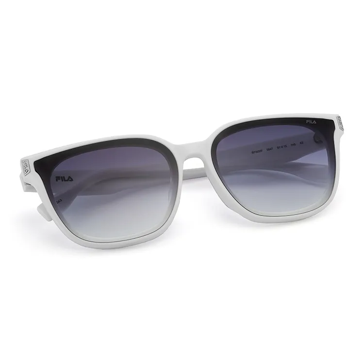 FILA Plate Frame Irregular Shape Sunglasses Unisex Piano Black, Orchid White, Sea Green-7