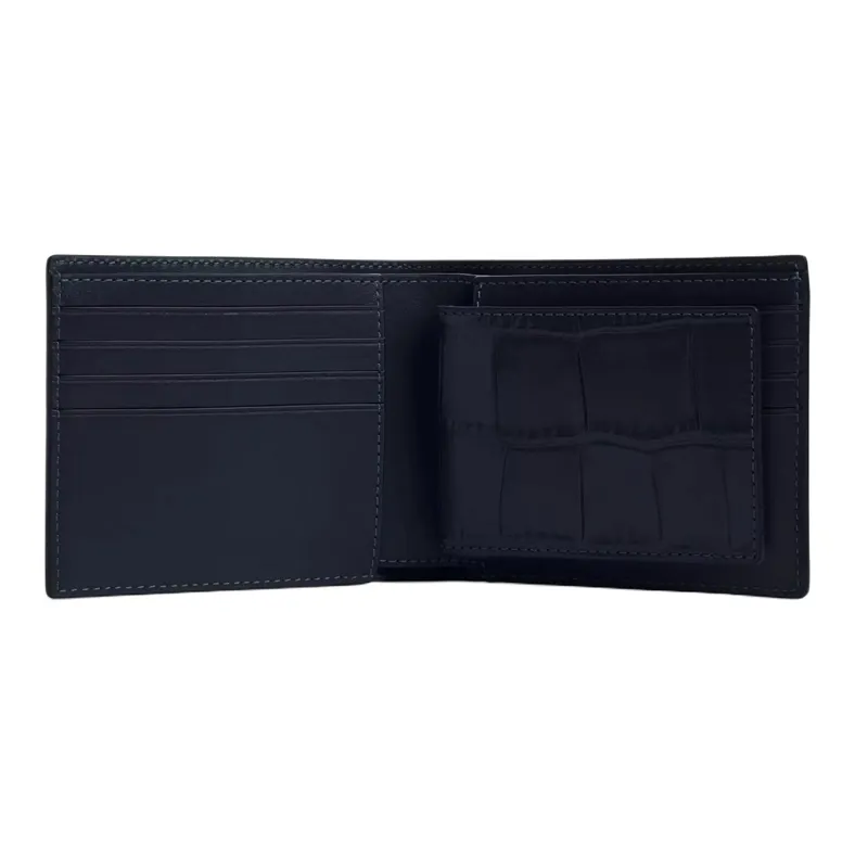 COACH 3 IN 1 Wallet Crocodile Embossed Leather Bonded Calfskin 3-in-1 Wallets Mini Men's Bronze & Midnight Navy-1