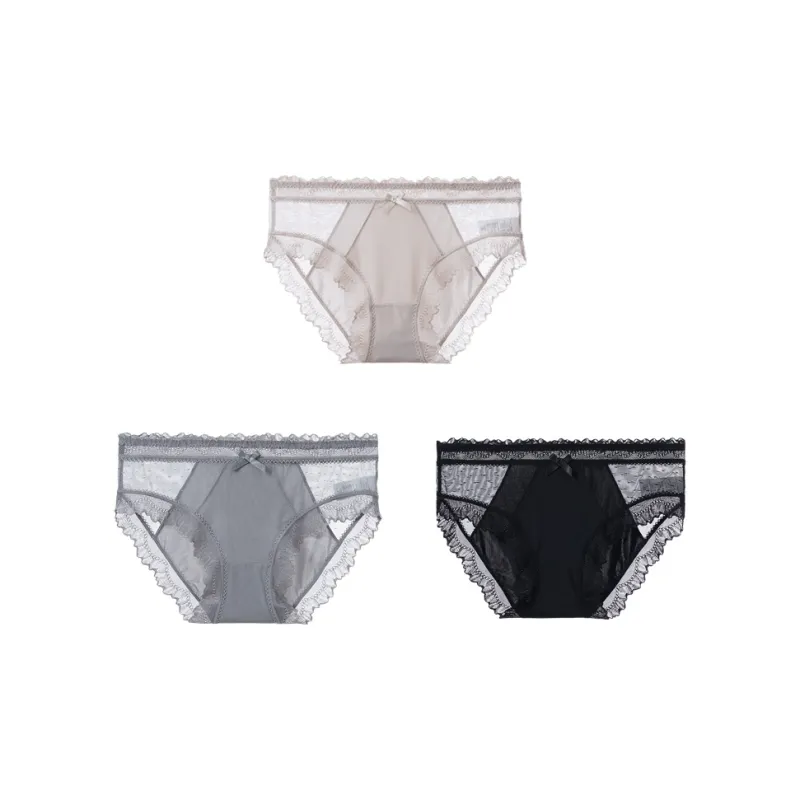 YOUNGYELL 5A Antibacterial 100% Cotton Crotch Skin Friendly Low Rise Underpants Women's 3 Pack-4